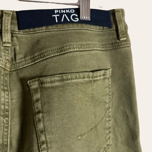 Pinko Green High Rise Gem Embellished Straight Leg Jeans Size 29 - Picture 7 of 11